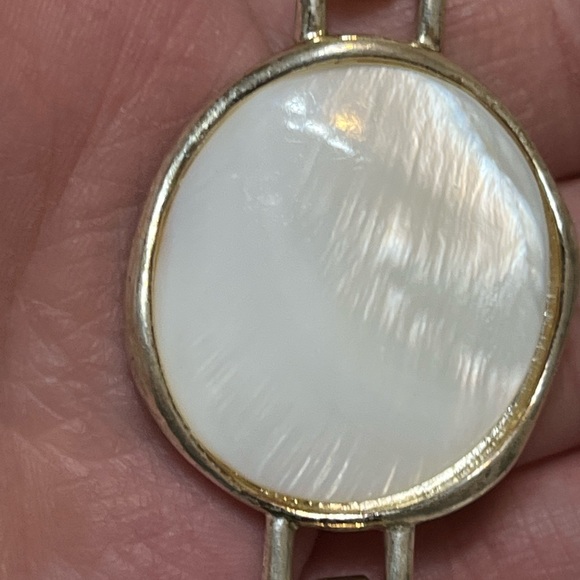 Vintage MCM Natural Wood And Milky Opalescent Chain Bracelet - Picture 6 of 16